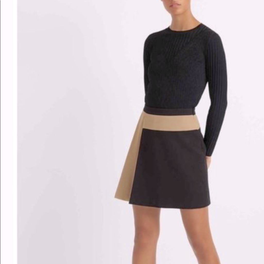 Club Monaco Black Tan Pleated Skirt Nwt Size 12